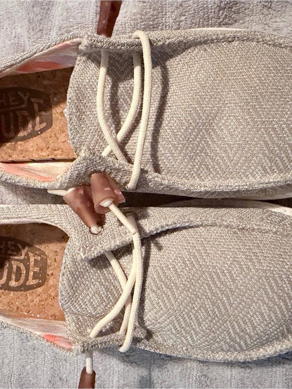 Hey Dude Women's Wally Linen-Style Casual Shoes in Light Taupe